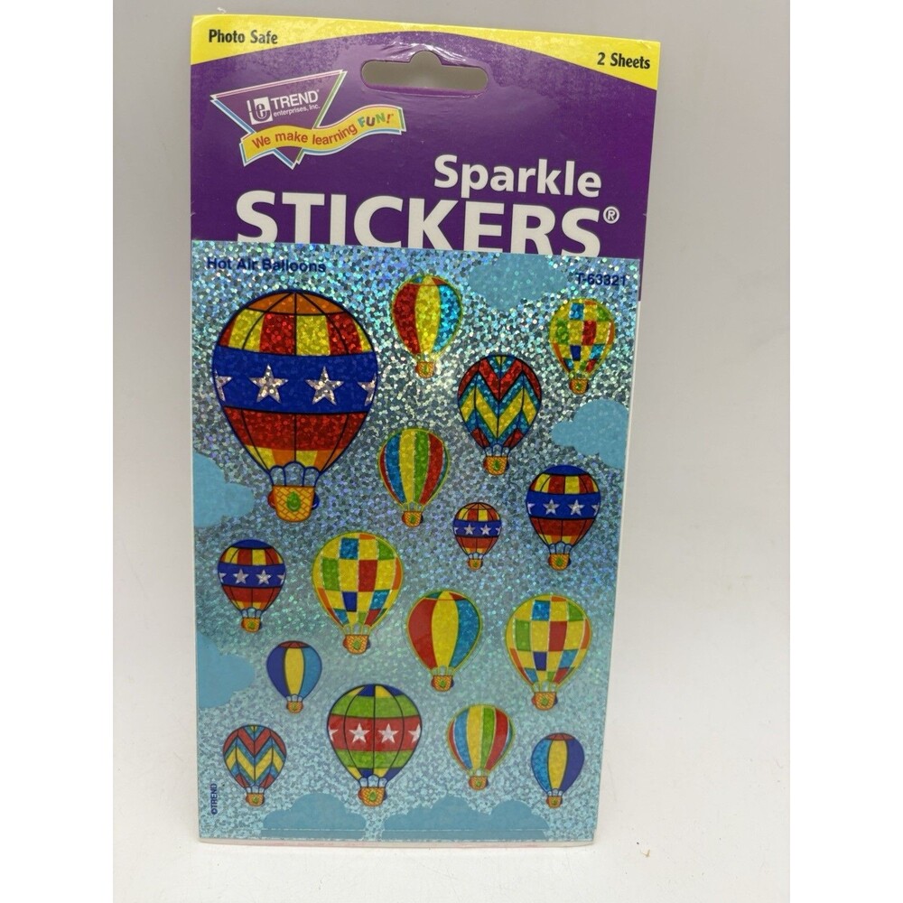 Vintage TREND Hot Air Balloon Sparkle Stickers T63321 Holographic Sealed